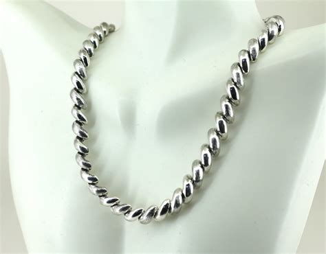 Vintage 16 In Italy San Marco Macaroni Necklace 925 Sterling Silver Nc