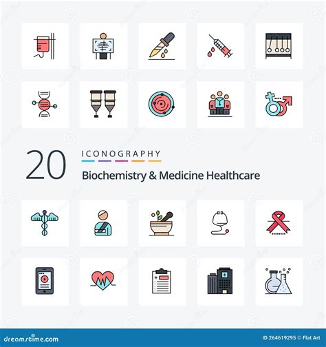 Biochemistry And Medicine Healthcare Line Filled Color Icon Pack