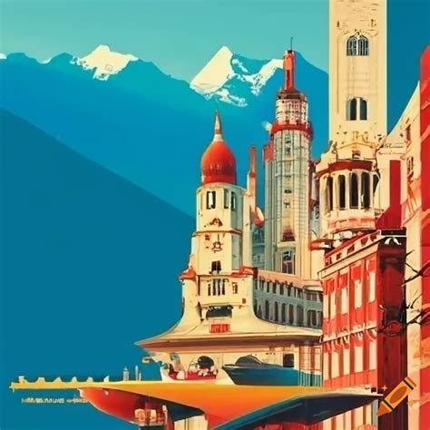 Vintage Travel Poster Artwork On Craiyon