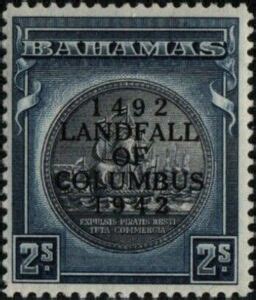 Stamp Overprinted In Black Bahamas Landfall Of Columbus Mi Bs