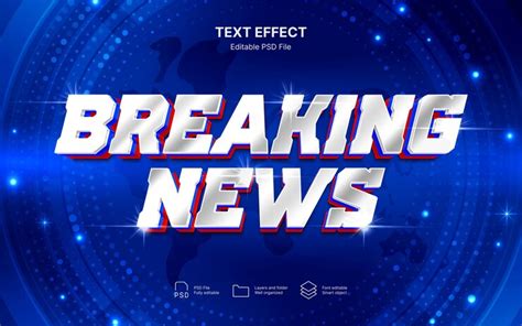 Premium PSD | Breaking news text effect