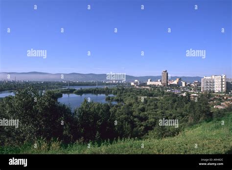 Beautiful Aerial Scenic Center Square Of City In Krasnoyarsk Siberia