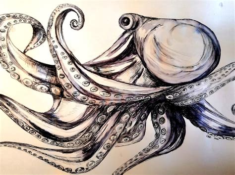 Octopus Pen and Ink Drawing - Etsy