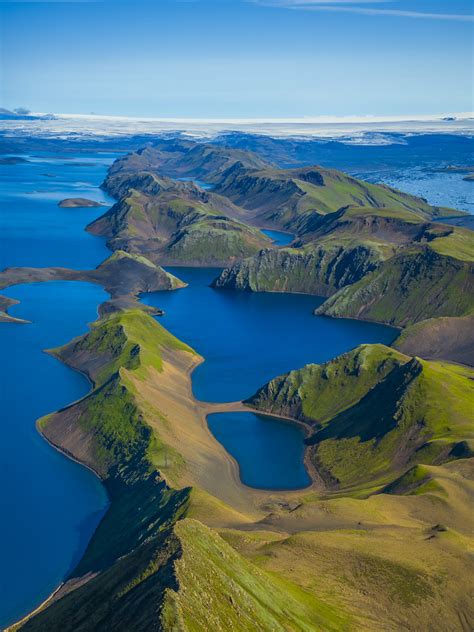 Lake Langisj R Blue Glacial Lakes Landmannalaugar Iceland Highlands