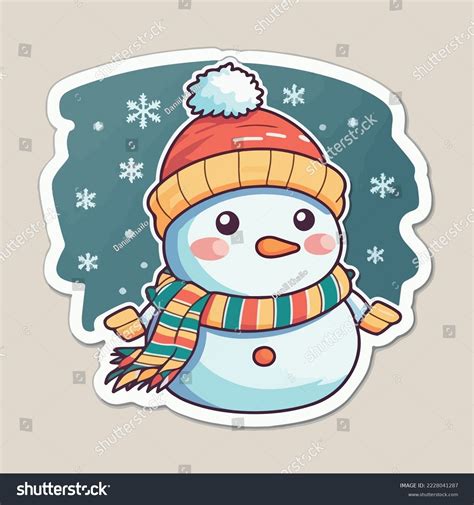 Sticker Template Snowman Xmas Snowman Printable Stock Vector (Royalty ...