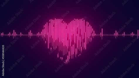 Love for music with sound wave in heart form animation Stock Video ...