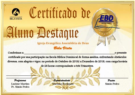 Modelo Edit Vel De Certificado Para Ebd Baixar