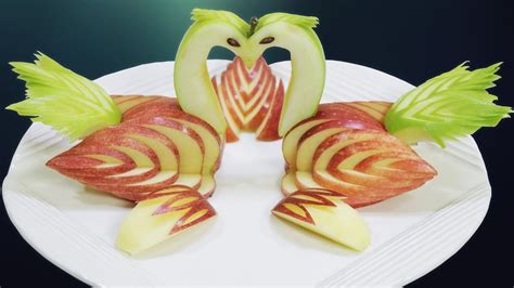 fruit carving apple swan