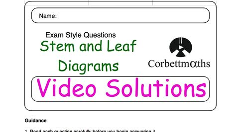 Stem And Leaf Answers Corbettmaths Youtube