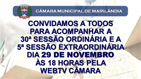 Próximas sessões Câmara Municipal de Marilândia