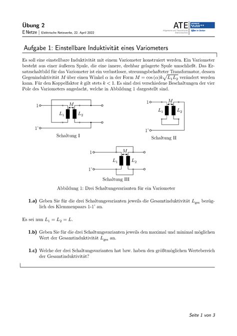 Übung 2 Übung 2 ENetze Elektrische Netzwerke 22 April 2022