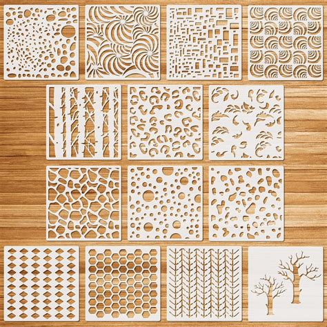 Wandic Set Of 5 Assorted Hollow Pattern Stencils For Art Projects And