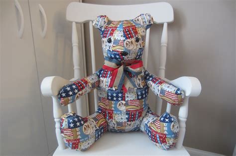 Keepsake Teddy Bear Patriotic Fabric Bear Handcrafted Bear Etsy