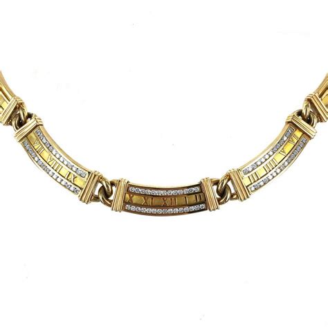 Tiffany And Co Atlas Diamond 18 Karat Yellow Gold Necklace At 1stdibs