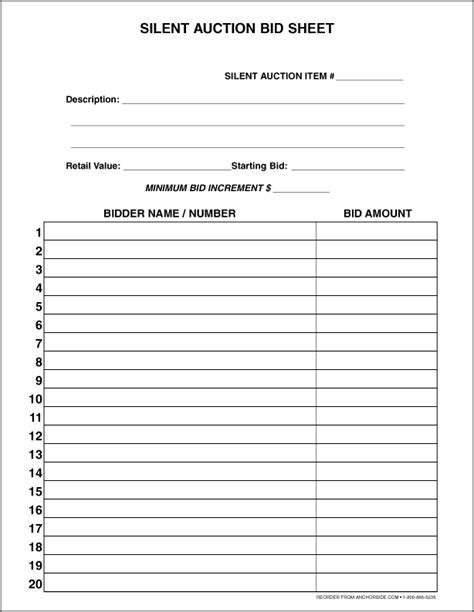 30 Silent Auction Bid Sheet Templates Word Excel Pdf