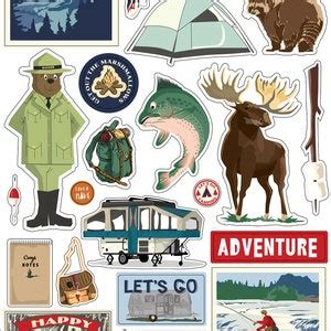 Carta Bella OUTDOOR ADVENTURES Collection Chipboard Accents Retro