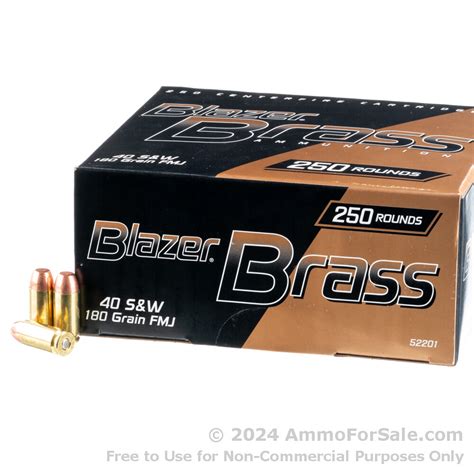 250 Rounds Of 180gr Fmj 40 Sandw Ammo By Blazer Brass