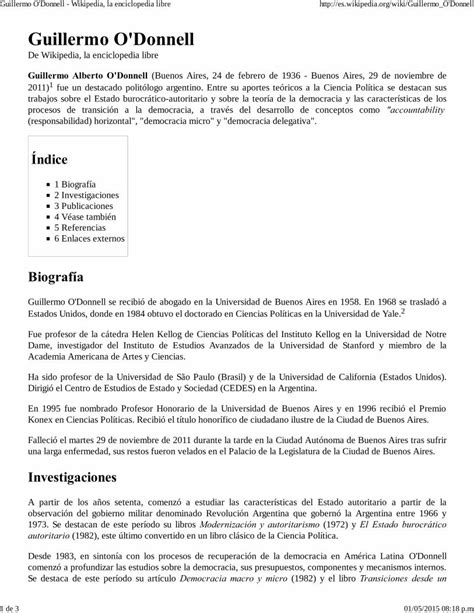 Pdf Guillermo O Donnell Wikipedia La Enciclopedia Libre Pdf