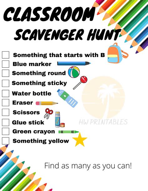 Scavenger Hunt For Kids Classroom Scavenger Hunt Printable Etsy Italia