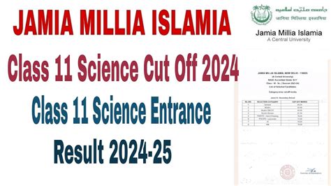 Jamia Class Science Cut Off Jamia Millia Islamia Class