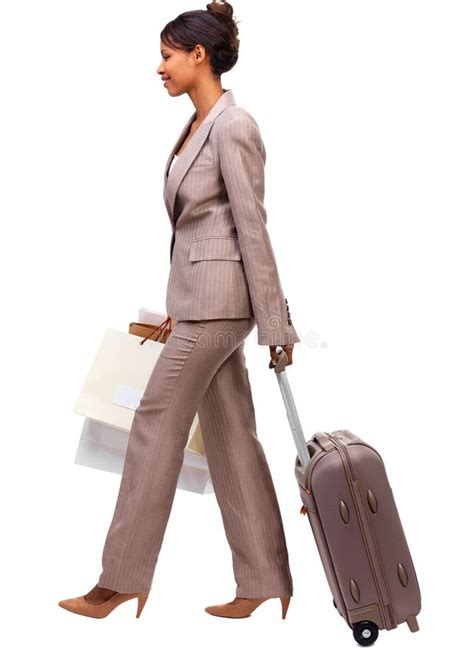 Businesswoman Walking With Travel Luggage Stock Photo Image Of Bags