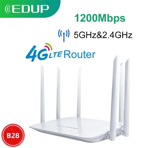 EDUP Router 4G LTE SIM Card 1200Mbps WiFi Router B28 Router 5GHz 2 4GHz