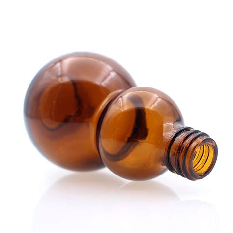 Ml Double Gourd Shape Amber Empty Glass Essential Oil Bottle With