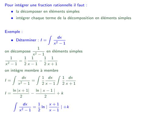 Intégration De Fractions Rationnelles