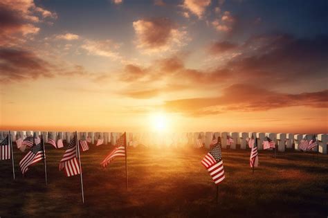 Un Campo De Hierba Alta Con La Bandera Americana Foto Premium