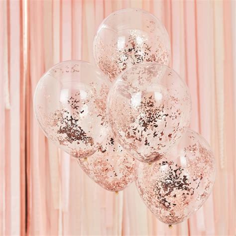 5ct Foiled Confetti Filled Balloons Rosegold Best Bridal Shower