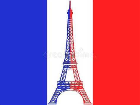 French Flag And Eiffel Tower Stock Illustration - Illustration of ...