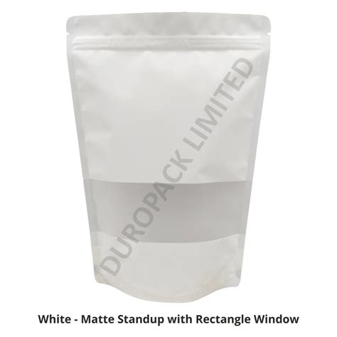 Matte White Stand Up Pouch With Rectangle Window At Rs 2 5 Piece