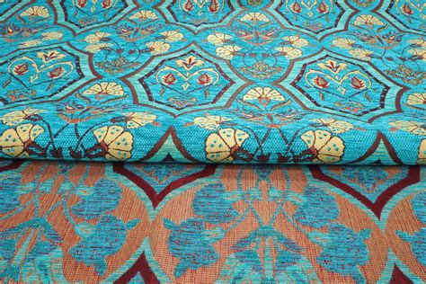 Upholstery Fabric Turkish Fabric By The Yards Turquoise Blue Etsy