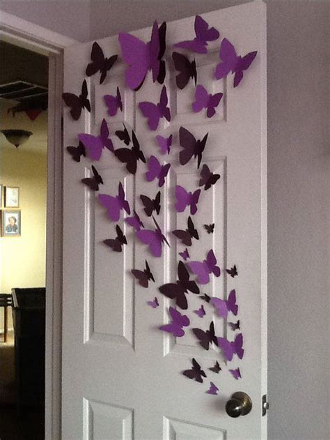 Decoración De Paredes Con Mariposas De Papel Y Pintadas A Mano Lodijoella