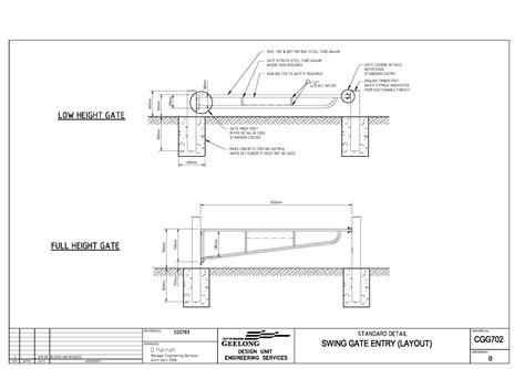 Civil Engineering Standard Drawings Cgg Swing Gate Entry Layout