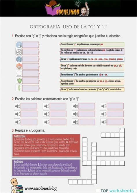 Ortografía Uso De La G Y La J Ficha Interactiva Topworksheets