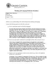 PHI105 T5 ThinkingandLanguageReflectionWorksheet 1 6 14 Docx Thinking