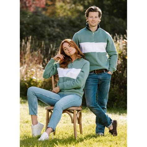 Beaumont And Bear Cliff Road Unisex Quarter Zip Sweatshirt Sea Green