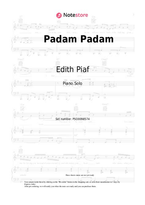 Padam Padam piano sheet music Edith Piaf in Note-Store.com | Piano.Solo ...