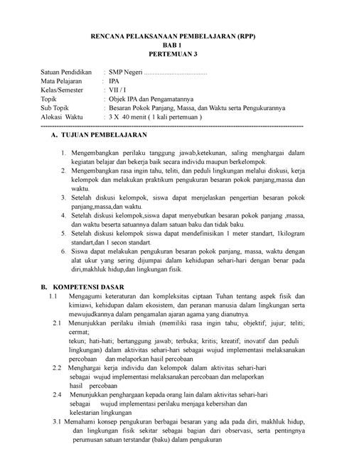 Rpp Bab 1 Pertemuan 3 Rencana Pelaksanaan Pembelajaran Rpp Bab 1 Pertemuan 3 Satuan