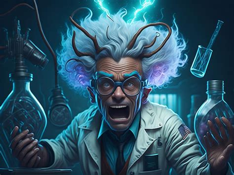 premium photo mad scientist  crazy professor character  science lab