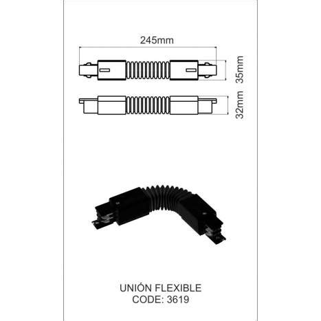 Uni N Flexible Carril Trifasico Negro