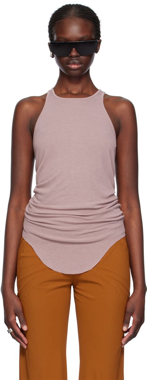 Pink Basic Rib Tank Top By Rick Owens On Sale