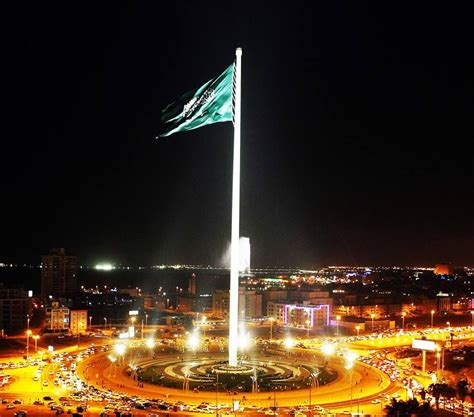 Jeddah Flagpole is located at King Aoon Square in Jeddah, Saudi Arabia ...