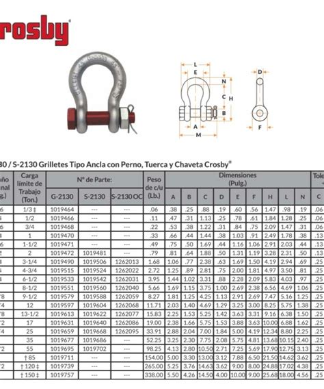 Grilletes Tipo Lira Con Tuerca Y Pasador Crosby G 2130 S 2130 CS Beaver