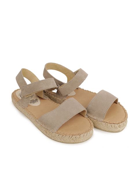 Sandalias Beige Esparto Tira Velcro Pera Limonera