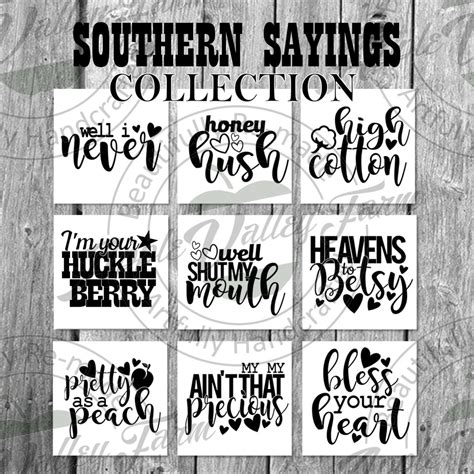 Southern Sayings 9 Downloadable Svg Bundle File Cricut Silhouette