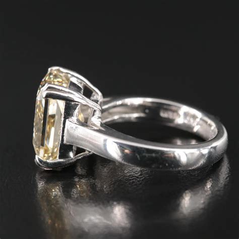 Platinum 7.55 CT (Origin Undetermined) Fancy Yellow Diamond Solitaire ...