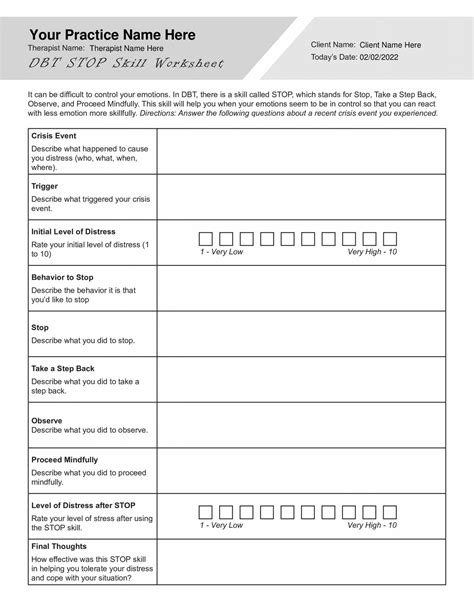 Dbt Stop Skill Worksheets Hot Sex Picture