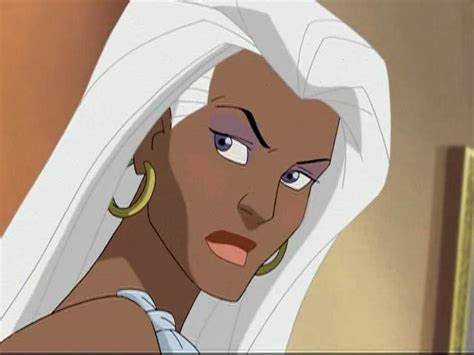 An Animated Image Of A Woman With White Hair And Big Hoop Earrings On Her Head